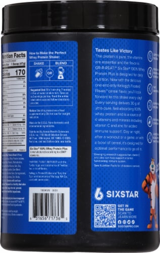 Six Star® 100% Whey Protein Plus Kelloggs Frosted Flakes Perspective: back