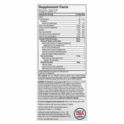 Hydroxycut® Wildberry Instant Drink Mix Dietary Supplement Packets Perspective: back