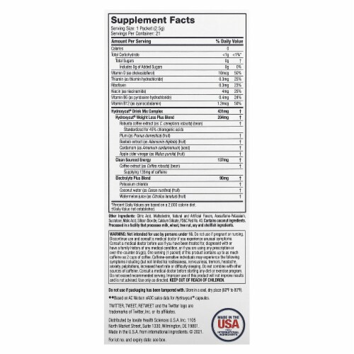 Hydroxycut® Wildberry Instant Drink Mix Dietary Supplement Packets Perspective: back