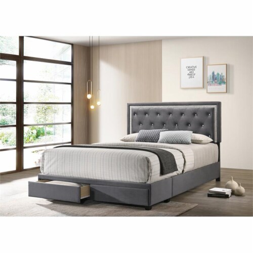 Dark grey platform bed discount