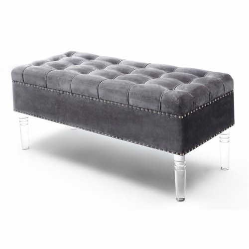 Velvet tufted storage shop ottoman