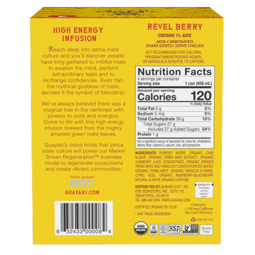 Guayaki Yerba Mate Organic Revel Berry Yerba Mate Perspective: back