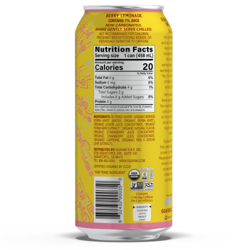 Guayaki Organic Yerba Mate Berry Lemonade Tea Perspective: back