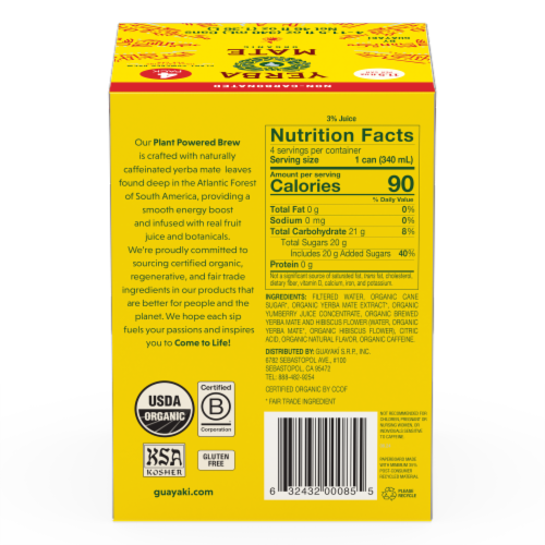 Guayaki Yerba Mate Organic Revel Berry Cans Perspective: back