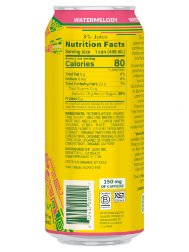 Guayaki Yerba Mate Organic Watermelody Energy Drink Perspective: back