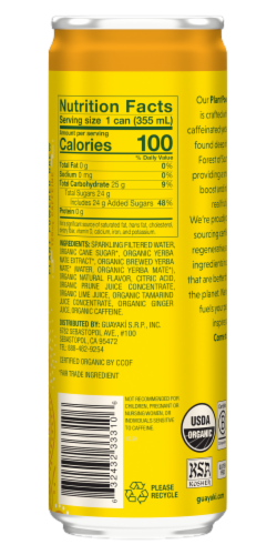 Guayaki Yerba Mate Classic Gold Organic Sparkling Beverage Perspective: back