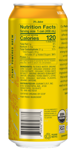 Guayaki Awakening Orange Organic Yerba Mate Drink Can Perspective: back