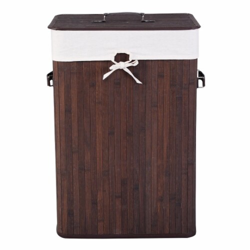 Slickblue Rectangle Hamper Laundry Basket Washing Cloth Bin Storage Bag Perspective: back