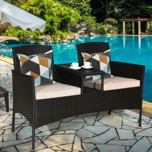 Slickblue Modern Patio Conversation Set with Built-in Coffee Table and Cushions Perspective: back