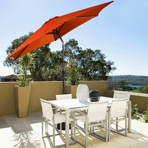 Slickblue - 9 ft Outdoor Market Patio Table Umbrella Push Button Tilt Crank Lift Perspective: back