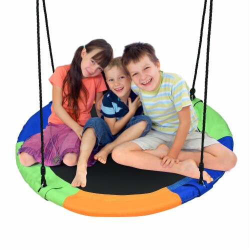 Slickblue 40" Multi-Color Flying Saucer Tree Swing Outdoor Play Set for Kids Perspective: back