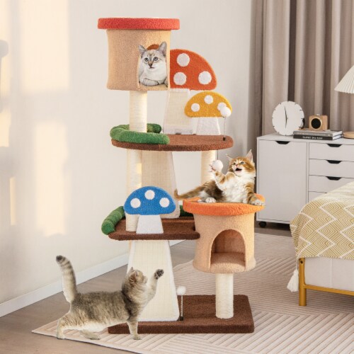 Slickblue 4-In-1 Cat Tree with 2 Condos and Platforms for Indoors Perspective: back