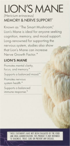 Host Defense® Mushrooms™Memory and Nerve Support Lions Mane Capsules Perspective: back