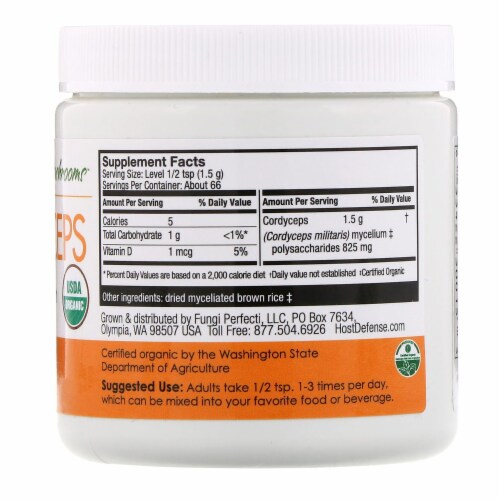 Host Defense® Cordyceps Mushroom Powder Perspective: back
