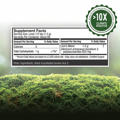 Host Defense® Lion's Mane Mushroom Mycelium Powder Perspective: back