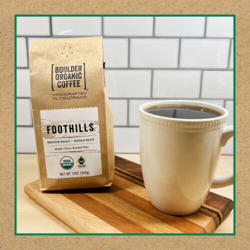 Boulder Organic Coffee® Fair Trade Organic Foothills Medlim Roast Coffee Blend Perspective: back