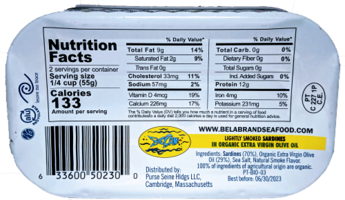 Bela® Lightly Smoked Sardines in Olive Oil Perspective: back