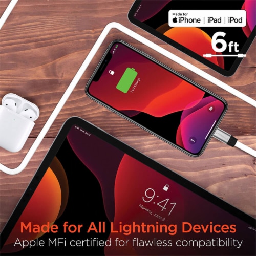 Hypergear 15422 6 Ft. Flexi USB-C to Lightning Flat Cable - White Perspective: back