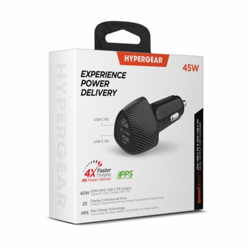Hypergear 15620 SpeedBoost 45W PD Dual Output Car Charger Perspective: back