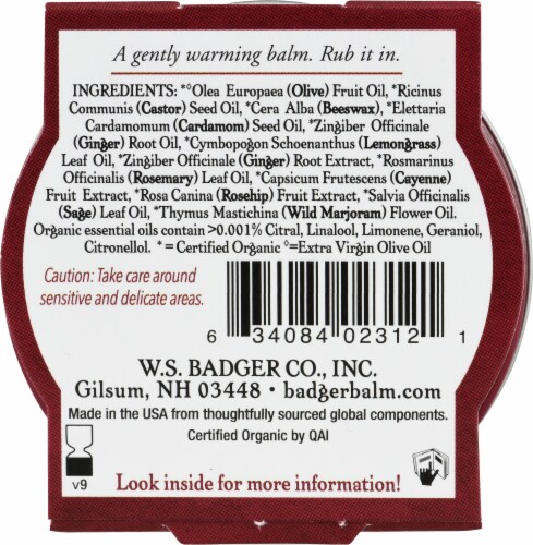 Badger® Organic Cayenne and Ginger Sore Muscle Rub Perspective: back