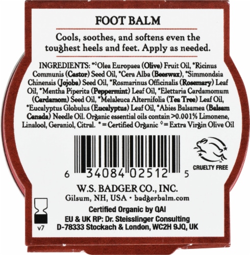 Badger Organic Peppermint & Tea Tree Foot Balm Perspective: back