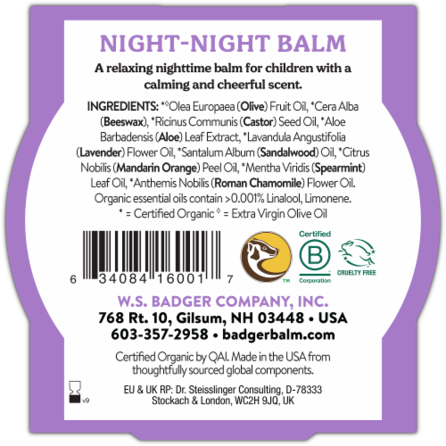 Badger® Organic Lavender & Chamomile Night Night Balm Perspective: back