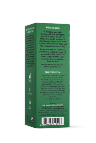 Badger® Jojoba Rosemary & Tea Tree Herbal Hair Oil Perspective: back