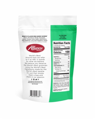 Albanese® Sour Flavor Mini Gummi Worms Perspective: back
