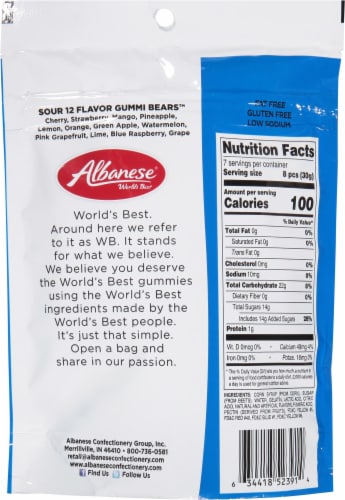 Albanese® Sour 12 Flavor Gummi Bears Perspective: back