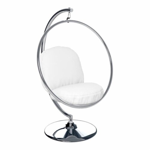 Aron Living 42 Vinyl and Steel Hanging Bubble Chair with Stand in White 1 Kroger