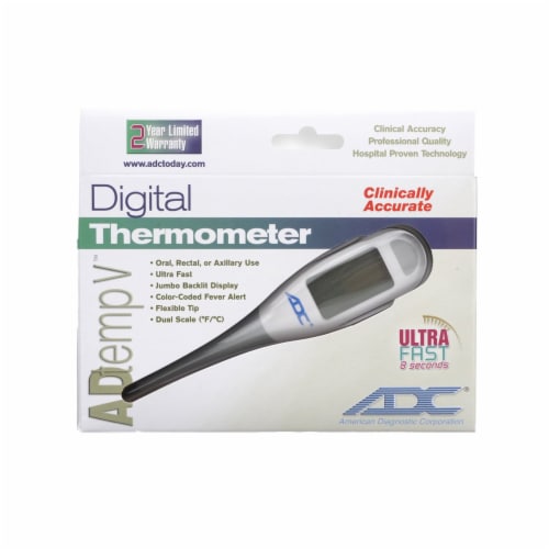Adtemp Oral & Rectal Digital Thermometer Stick LCD Display 418N 1 Each Perspective: back