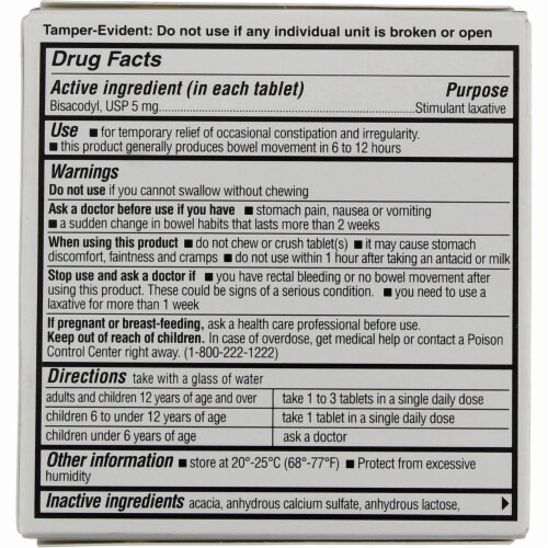 Quality Choice Bisacodyl Gentle Laxative Tablets, 5 mg, 25 Ct Perspective: back