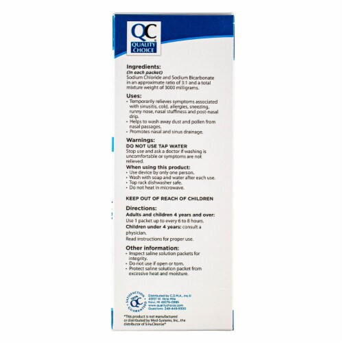 Quality Choice Neti Pot Nasal Rinse Kit, 30 Ct Perspective: back