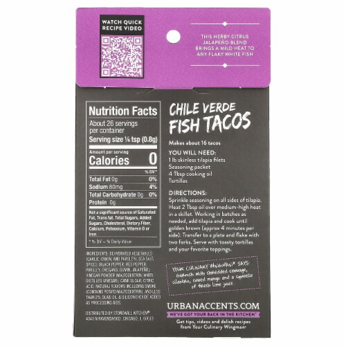 Urban Accents® Chile Verde Fish Tacos Seasoning Mix Perspective: back