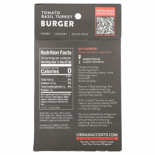 Urban Accents® Tomato Basil Turkey Herby Mediterranean Burger Seasoning Perspective: back