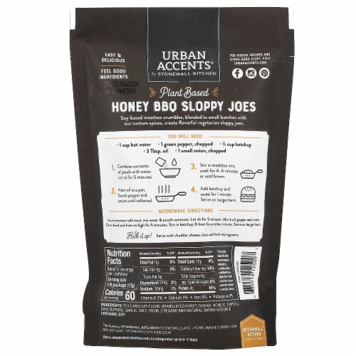 Plant Based Sloppy Joe Protein Meatless Mix, Protein and Seasoning Mix Perspective: back