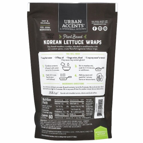 Plant Based Korean BBQ, Protein and Seasoning Mix Perspective: back