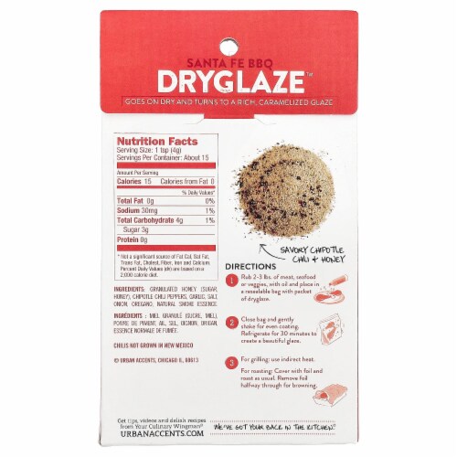 Urban Accents® Santa Fe BBQ Dry Glaze™ Grilling & Roasting Seasoning Perspective: back