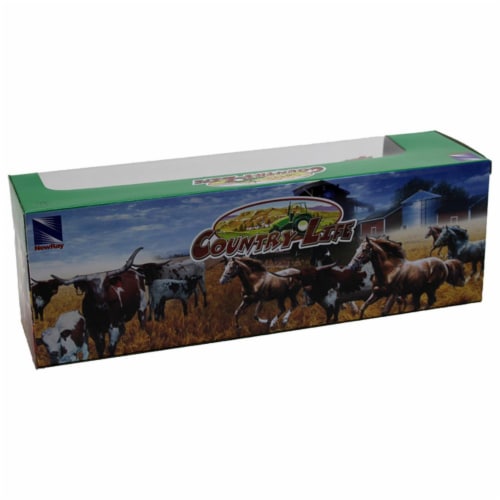 Country Life Farm Animal Set, Five Horses With/Without Saddles (05593F) Perspective: back