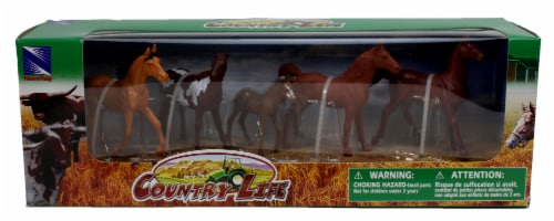 Country Life Farm Animal Set, Five Horses Without Saddles (05593D) Perspective: back