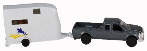 Grey Ford F-250 Super Duty with Attachable Horse Trailer Perspective: back