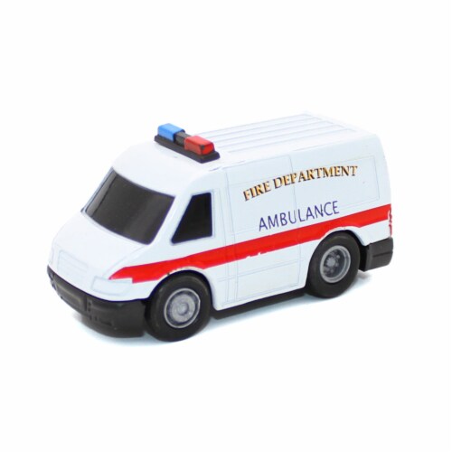 NewRay Die-Cast Mini Pull Back Rescue Vehicle Ambulance Perspective: back