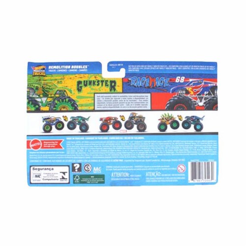 Hot Wheels Monster Trucks 1:64 Scale Demolition Doubles, Gunkster