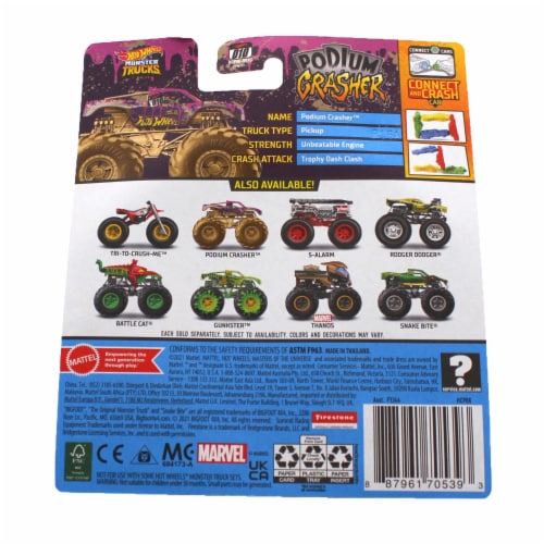 Hot Wheels Monster Trucks 1 64 Scale Podium Crasher Includes Connect and Crash Car 1 Gerbes Super Markets