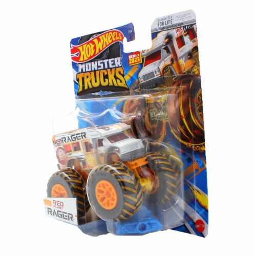 Hot Wheels Monster Trucks 1:64 Scale Red Planet Rager Includes Connect and Crash Car Perspective: back