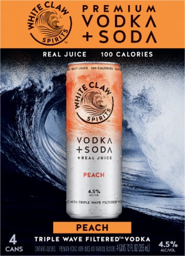 White Claw Peach Vodka Soda Ready to Drink Cocktail Perspective: back