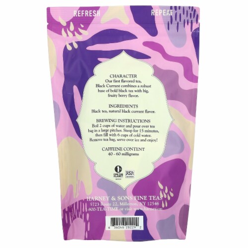 Harney & Sons Fresh Brew Iced Tea Black Currant Black Tea 15 Tea Bags - 7.5 oz (212 g) Perspective: back