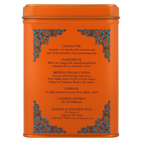 Harney & Sons Fine Teas Hot Cinnamon Sunset Black Tea Bags Perspective: back