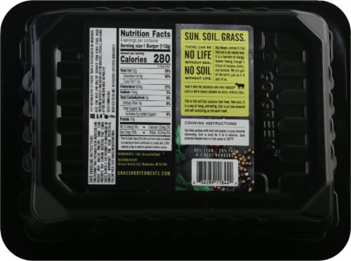 Strauss® American Raised Grass Fed Beef 80% Lean Burgers Perspective: back