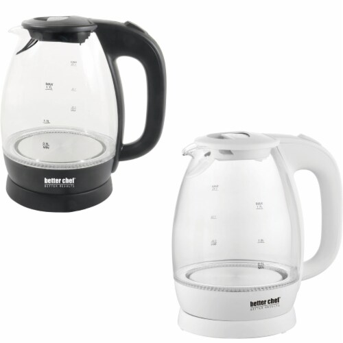 Better Chef 7-Cup Cordless Borosilicate Glass Electric Kettle With Led Light Black Perspective: back